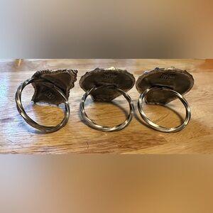 Beaulieu Vineyard BV Vintage Pewter Metal Napkin Rings sea shells, Set of 3
